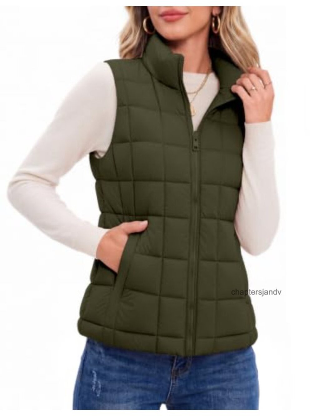 Zeagoo Lightweight Quilted Puffer Vest Stand Collar Zip Up Sleeveless Loose Fit
